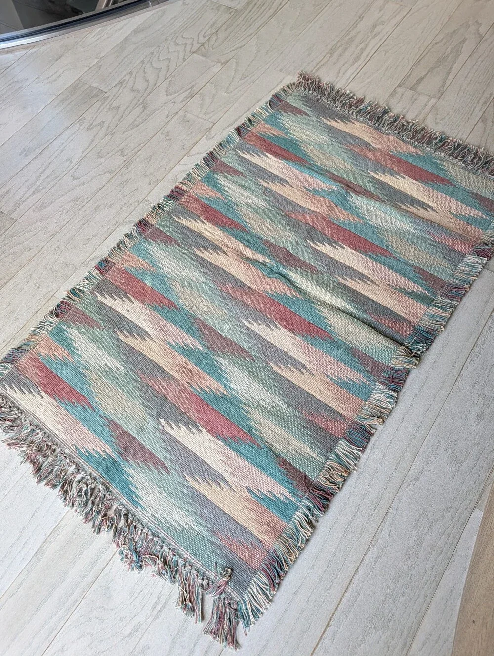 vintage SOUTHWESTERN COTTON dhurrie RUG 1990's